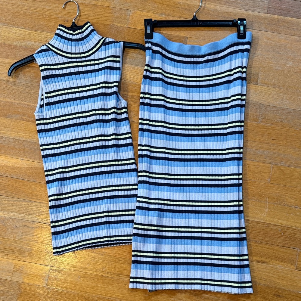 525America Striped Blue and Yellow Women's Skirt Set